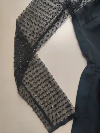 Vestido de fiesta negro ZARA lentejuelas abalorios