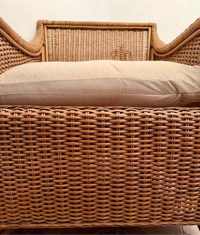 Sillón de mimbre/ratán beige y marrón