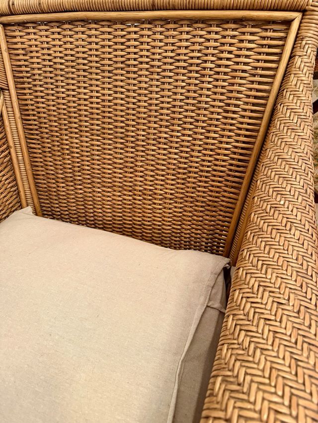 Sillón de mimbre/ratán beige y marrón