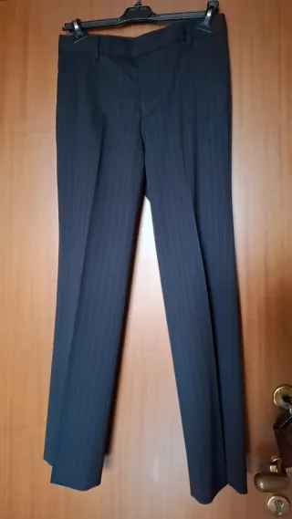 Pantaloni donna gessati neri