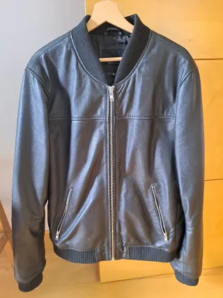 Cazadora Bomber Cuero Barneys marrón oscuro