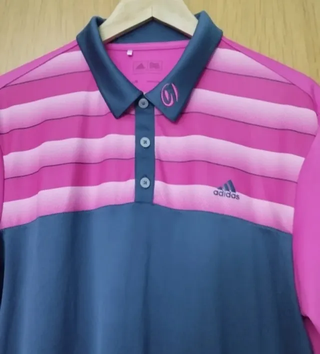 Polo golf Adidas Rayas Rosa y Azul talla L