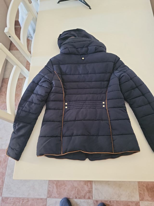 Plumas señora azul con detalles dorados