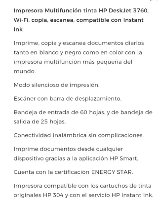 Impresora HP Deskjet 3760