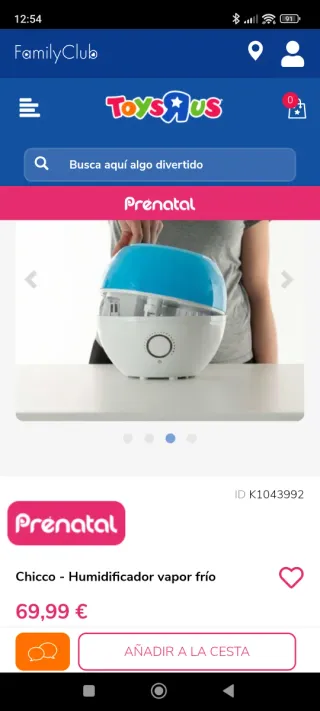 Humidificador Chicco vapor frío