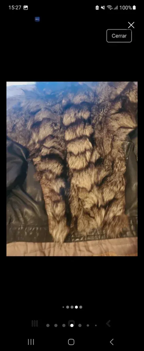 Abrigo Piel Zorro y Cuero Negro/Gris