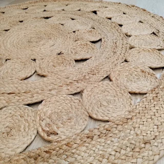 Alfombra Redonda Yute Natural Estilo Boho