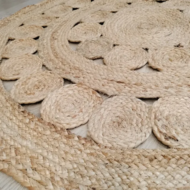 Alfombra Redonda Yute Natural Estilo Boho