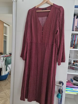Vestido largo lunares rojo Dunnes