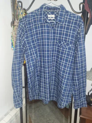 Camisa de cuadros azul Cortefiel hombre