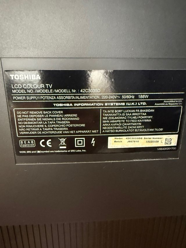 Televisión Toshiba Regza 42”