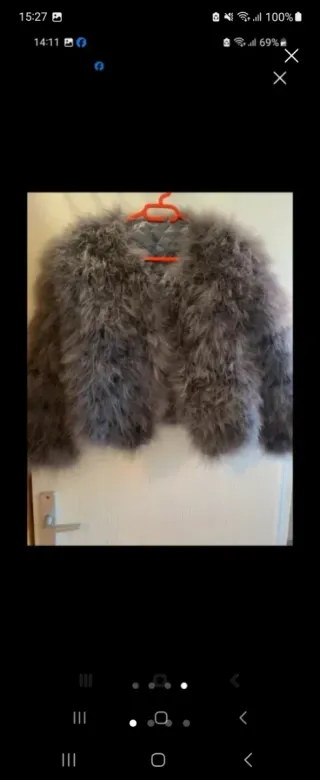 Chaqueta de plumas avestruz gris talla S