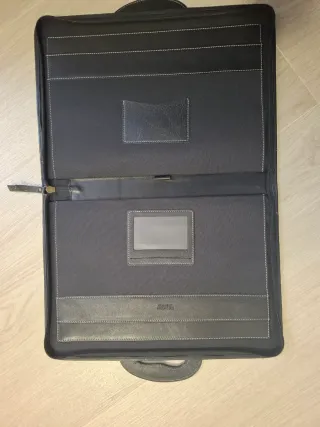 Cartera portafolios piel auténtica con cremallera