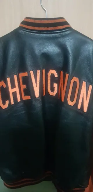 Chaqueta Cuero Chevignon Negra Naranja