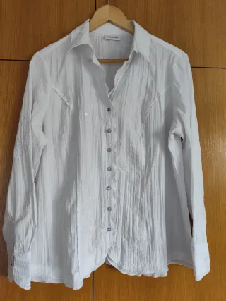 Camisa blanca CANDAS lentejuelas y bordado