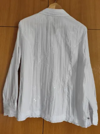 Camisa blanca CANDAS lentejuelas y bordado