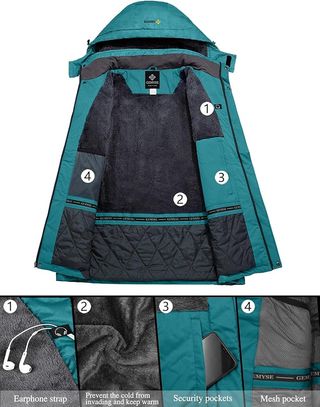 GEMYSE Chaqueta de Esquí Impermeable de Montaña para Mujer Abrigo de Invierno de Lana