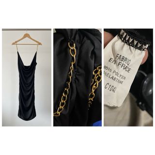 Vestido negro con cadena dorada