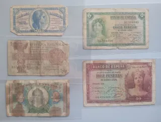 Lote 5 Billetes República Española