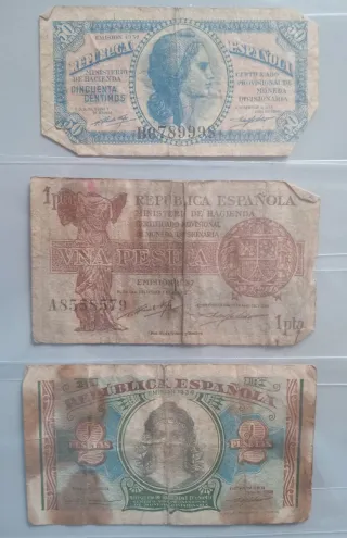 Lote 5 Billetes República Española