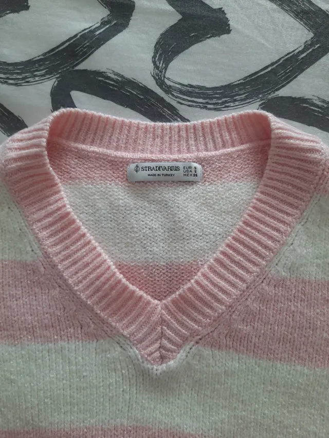 Jersey cortito de rayas rosa y blanco