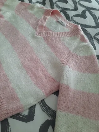 Jersey cortito de rayas rosa y blanco