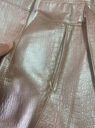 Abrigo de piel IVONNE rosa con cuello de pelo