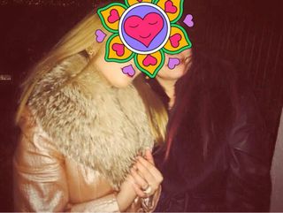 Abrigo de piel IVONNE rosa con cuello de pelo