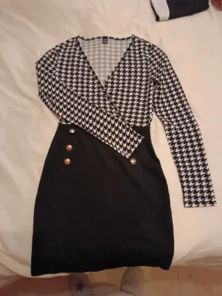 Vestido estampado pata de gallo y negro