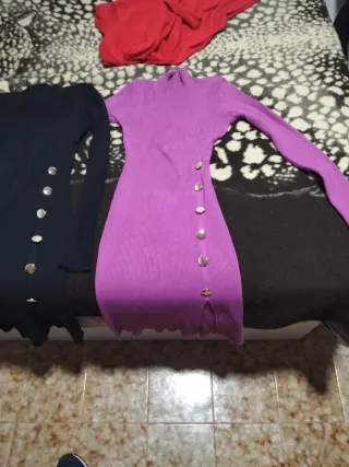 Vestido de punto morado y negro Talla S/M