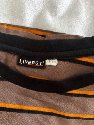 Maglia pigiama Livergy a righe marrone e arancione