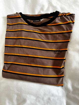 Maglia pigiama Livergy a righe marrone e arancione