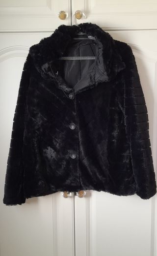 Abrigo de peluche/anorak reversible con capucha