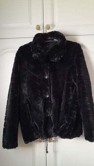 Abrigo de peluche/anorak reversible con capucha