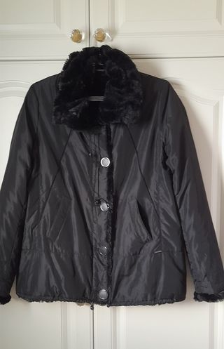 Abrigo de peluche/anorak reversible con capucha