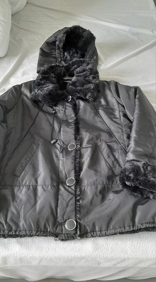 Abrigo de peluche/anorak reversible con capucha