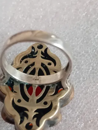 Anello vintage argento 925 con pietre rosse