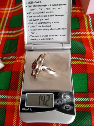 Anello vintage argento 925 con pietre rosse