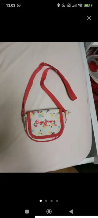 Bolso Pepe Jeans flores rosa y blanco