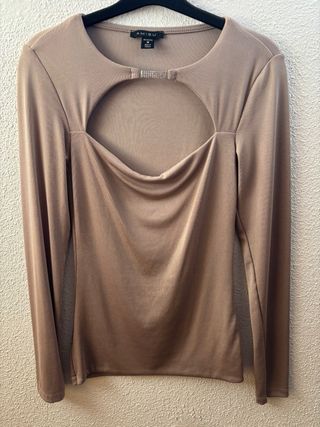 Camiseta manga larga beige