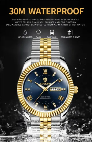 Reloj BINBOND Hombre Oro y Plata