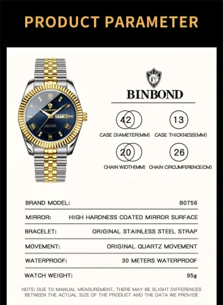 Reloj BINBOND Hombre Oro y Plata