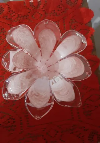 Portacandele fiore vetro Murano rosa