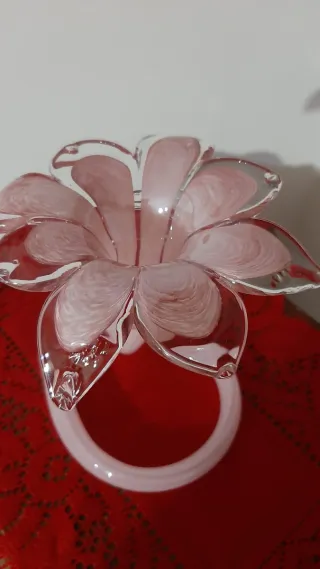 Portacandele fiore vetro Murano rosa