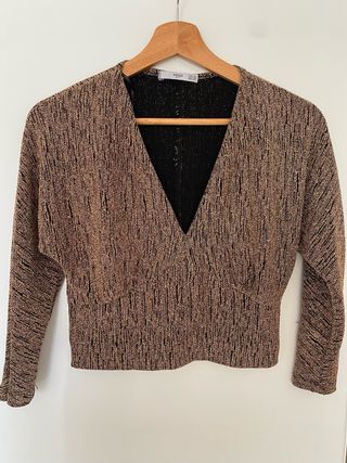 Camisa fiesta MNG dorada y negra talla XS