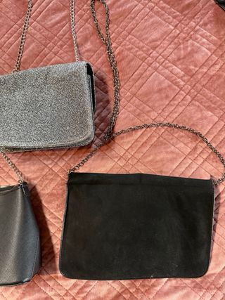 Set 3 borse nere e argento