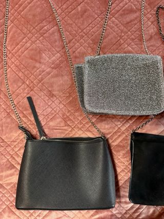 Set 3 borse nere e argento