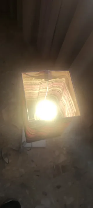 Lámpara de mesa tela rayas