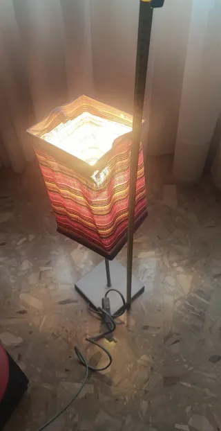 Lámpara de mesa tela rayas