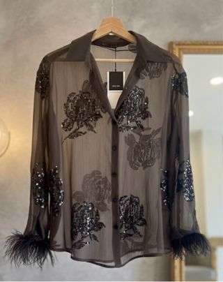 Blusa Zara lentejuelas semitransparente Viral